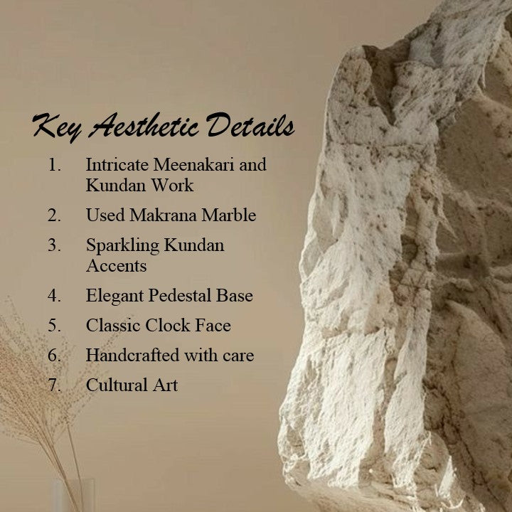 Hand painted Marble Pillar Clock | Makrana Marble