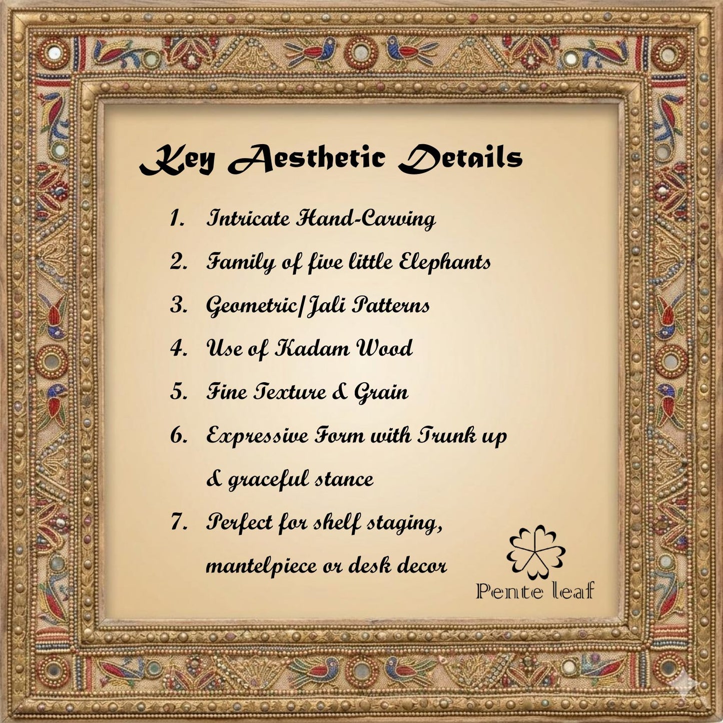 The Vatsalya Quintet : Hand-carved Wooden Elephant Family (trunk up) | Wooden Handicraft