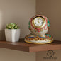 Hand Painted Marble Circular Base Clock | Makrana Marble