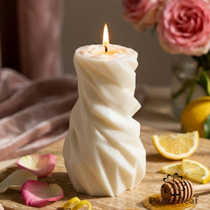 Rose Lemon Honey Rocky Pillar Candle | Premium Handmade Candles