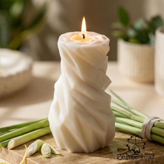 Lemon Grass Rocky Pillar Candle | Premium Handmade Candles