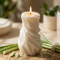 Lemon Grass Rocky Pillar Candle | Premium Handmade Candles