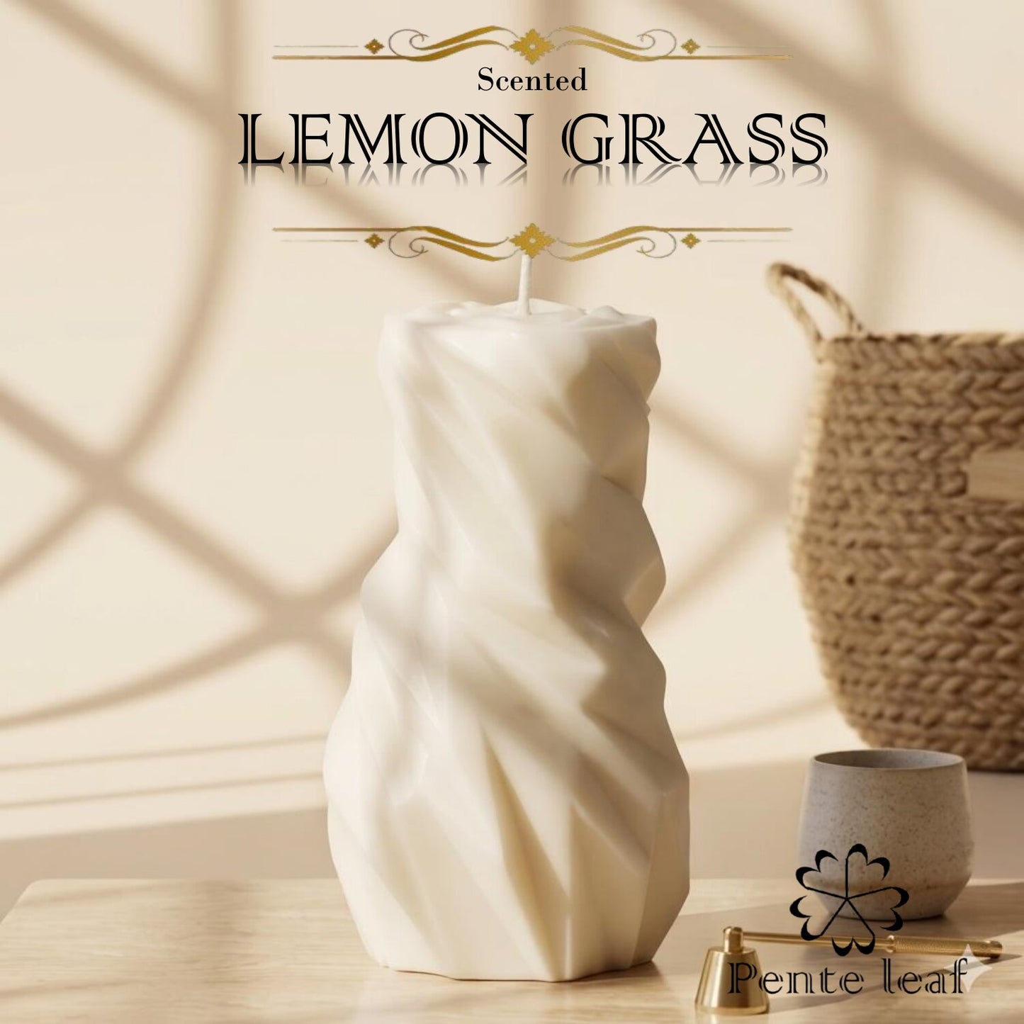 Lemon Grass Rocky Pillar Candle | Premium Handmade Candles