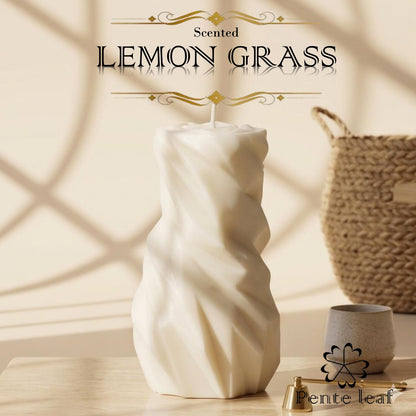 Lemon Grass Rocky Pillar Candle | Premium Handmade Candles
