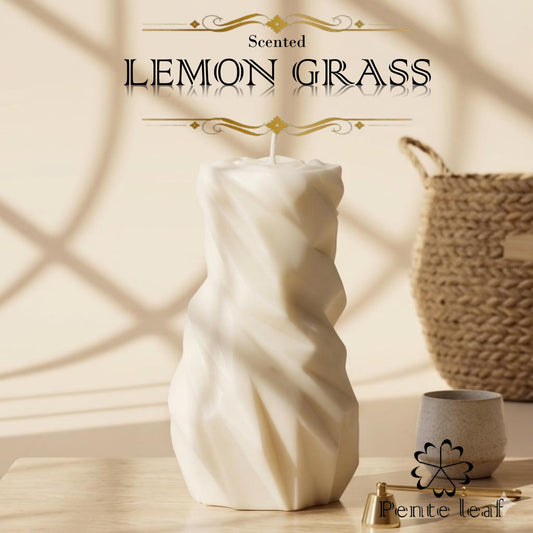 Lemon Grass Rocky Pillar Candle | Premium Handmade Candles
