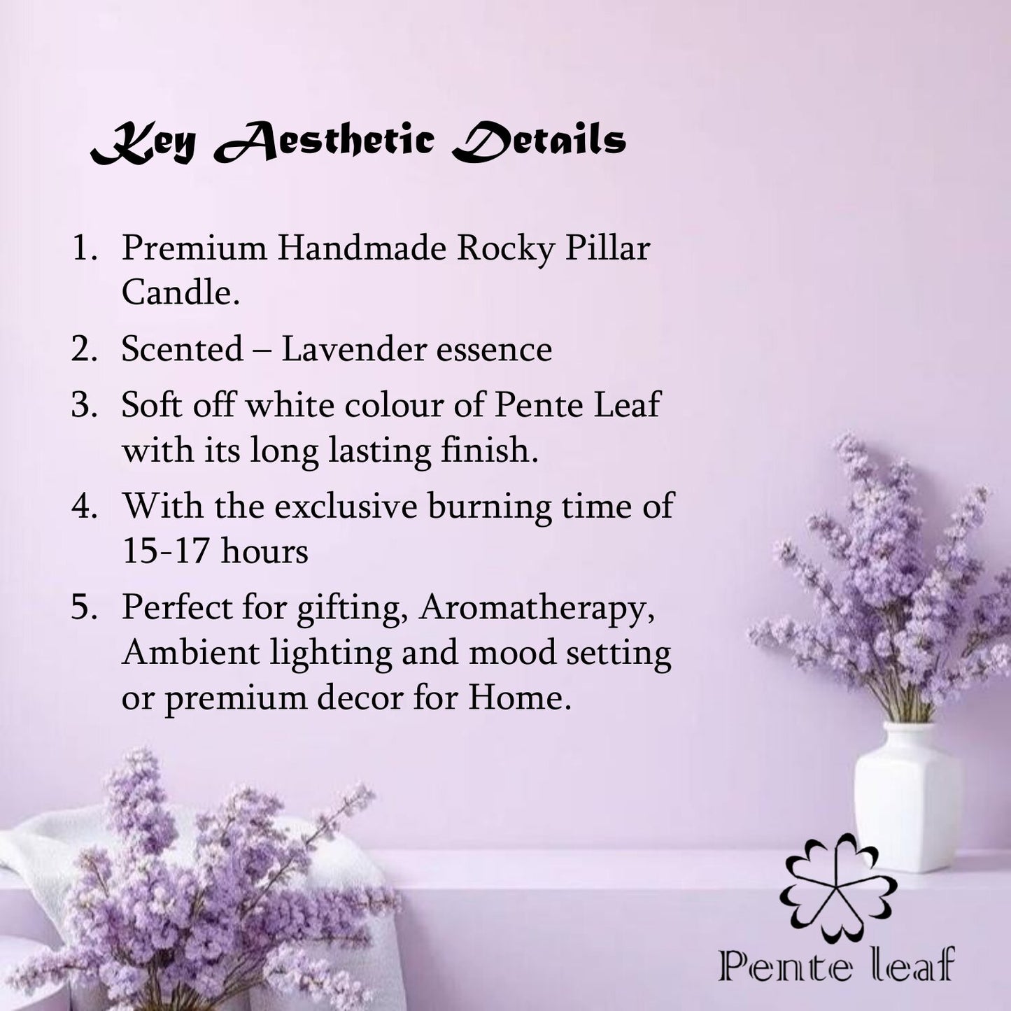 Lavender Rocky Pillar Candle | Premium Handmade Candles