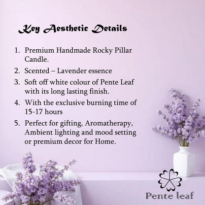 Lavender Rocky Pillar Candle | Premium Handmade Candles