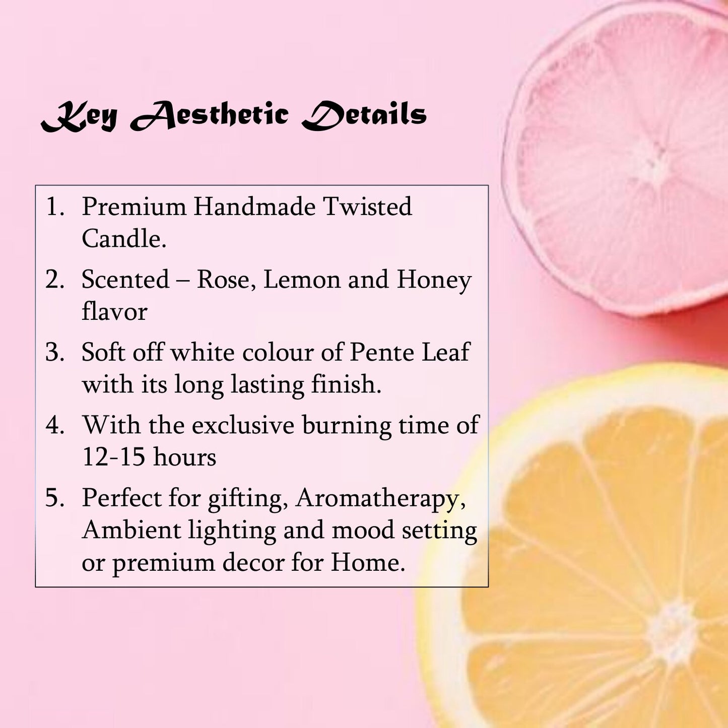 Rose Lemon Honey Twisted Candle | Premium Handmade Candles