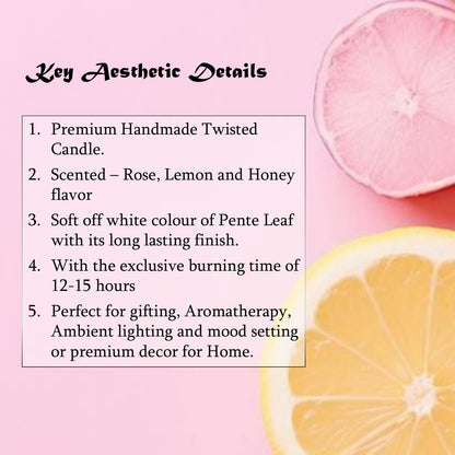 Rose Lemon Honey Twisted Candle | Premium Handmade Candles
