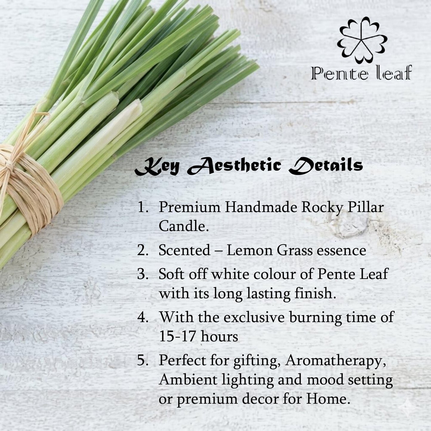 Lemon Grass Rocky Pillar Candle | Premium Handmade Candles