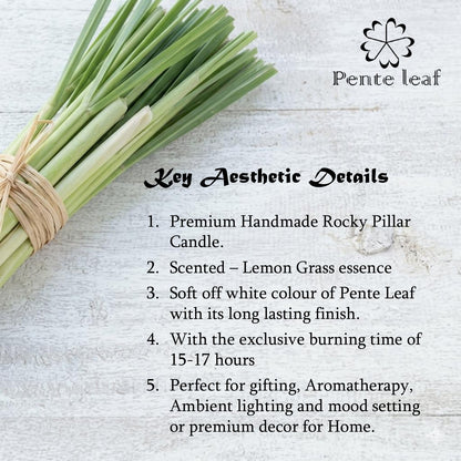 Lemon Grass Rocky Pillar Candle | Premium Handmade Candles