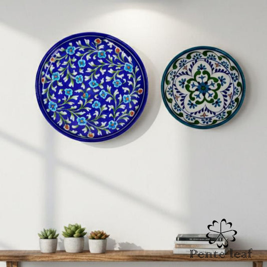 The Phulwari & Kanwal : Jaipur Blue Pottery Plate Combo | GI Tag Handicrafts