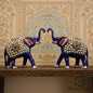 The Rajwada Blue : Metal Elephant Pair | Metal Handicraft