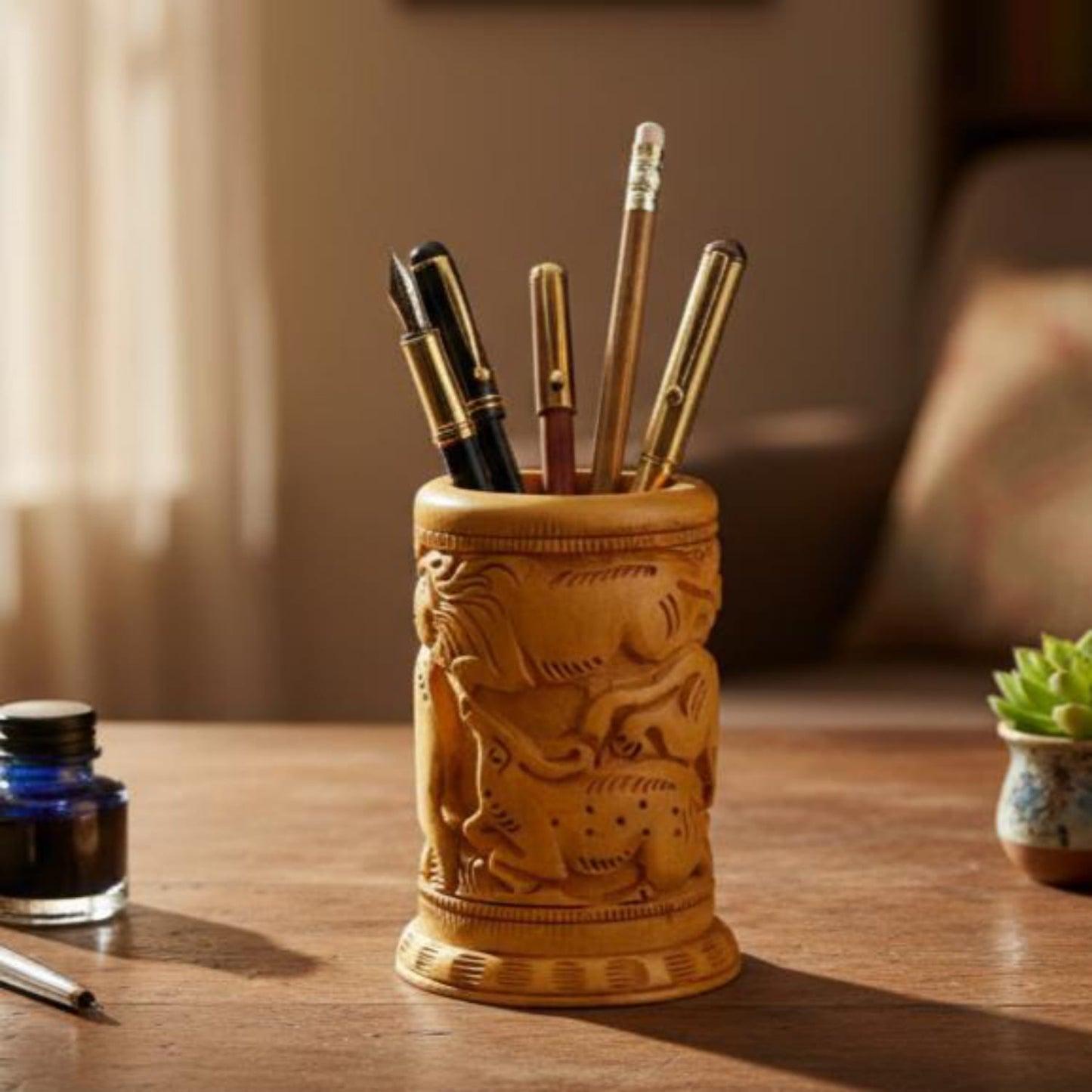 The Aranya : Wooden Pen Stand | Wooden Handicraft