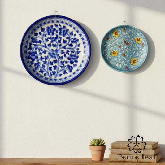 Latam & Bahar : Jaipur Blue Pottery Plate Combo | GI Tag Handicrafts