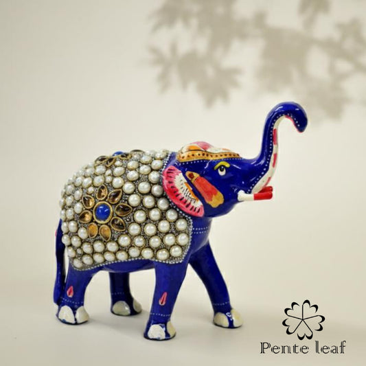 The Rajwada Blue : Metal Elephant Pair | Metal Handicraft