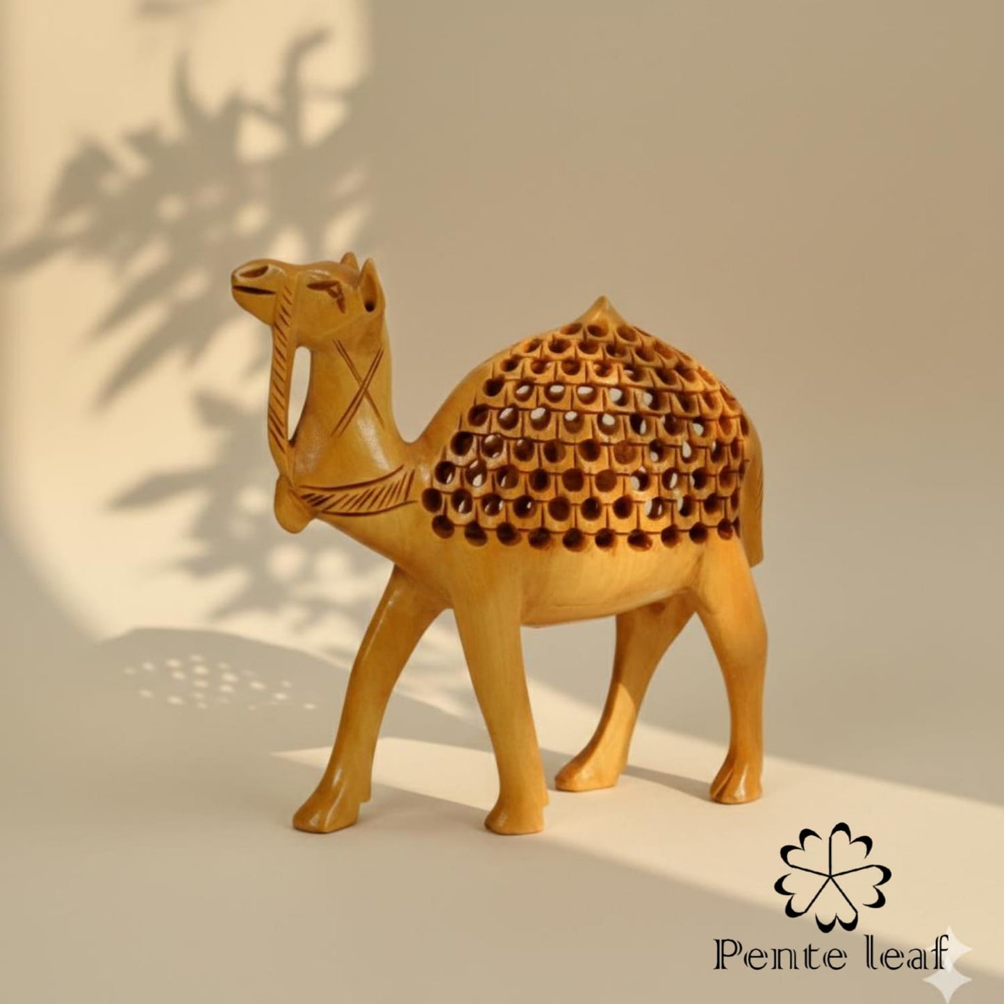 The Desert Caravan : Hand-carved Wooden Camel Family | Wooden Handicraft
