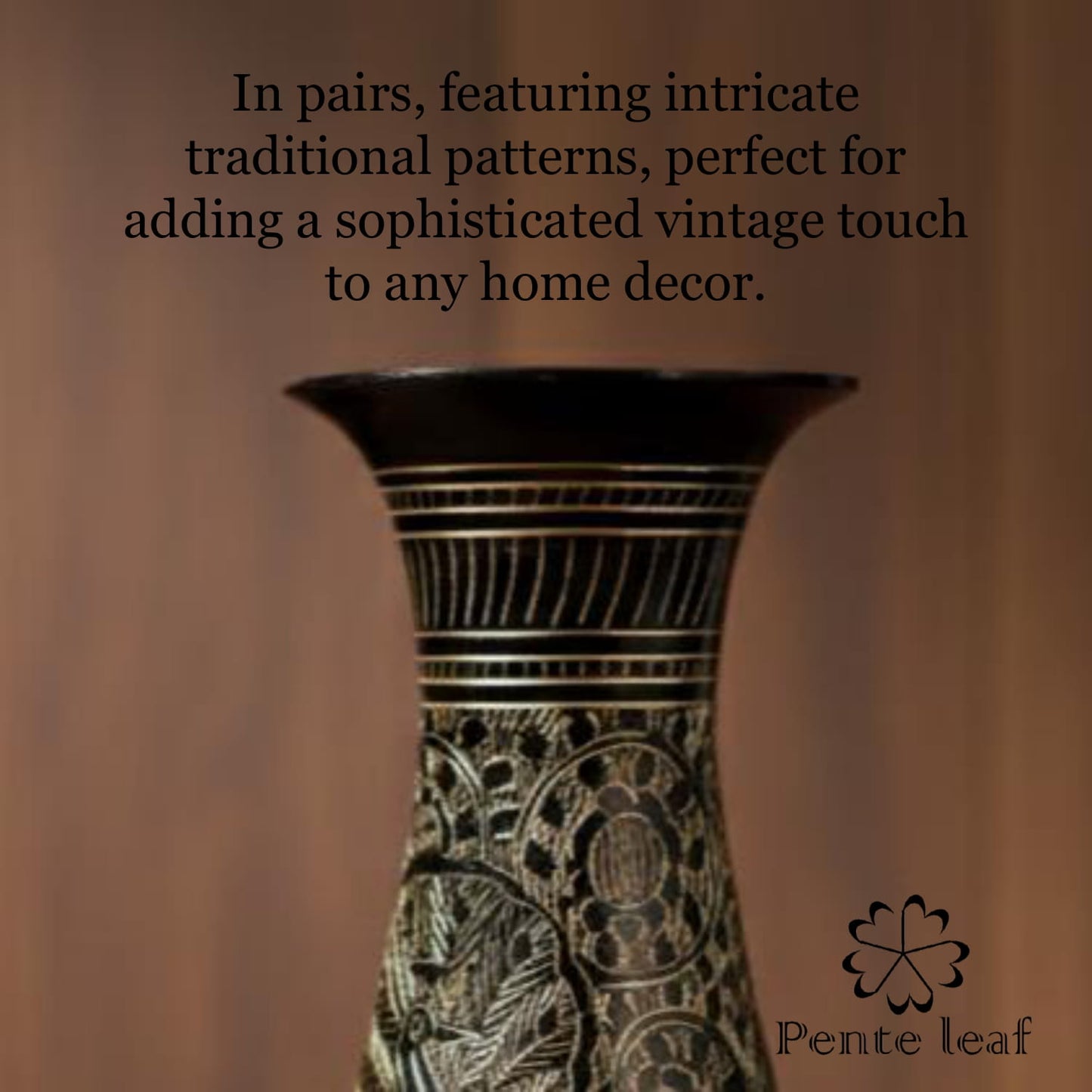 The Midnight : Hand Engraved Brass Vase Duo | Brass Handicraft