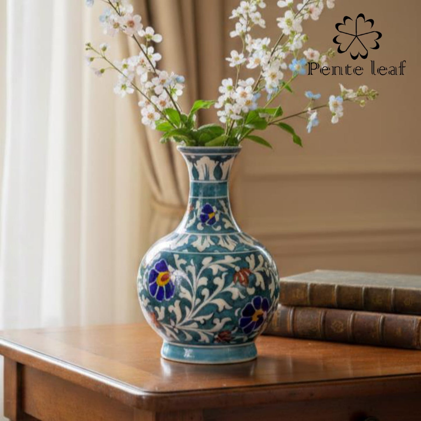 The Neel Kamal : Jaipur Blue Pottery Surahi | GI Tag Handicrafts