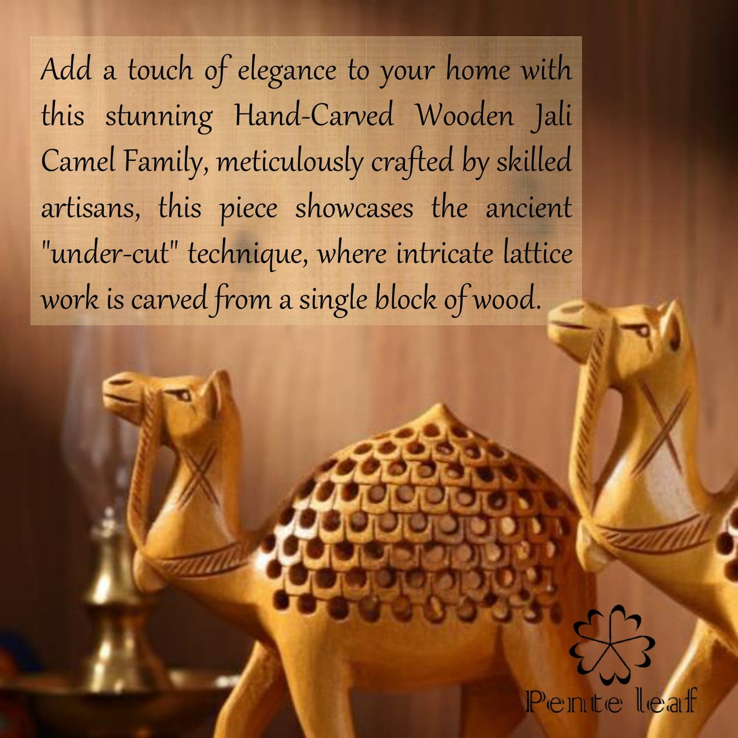 The Desert Caravan : Hand-carved Wooden Camel Family | Wooden Handicraft