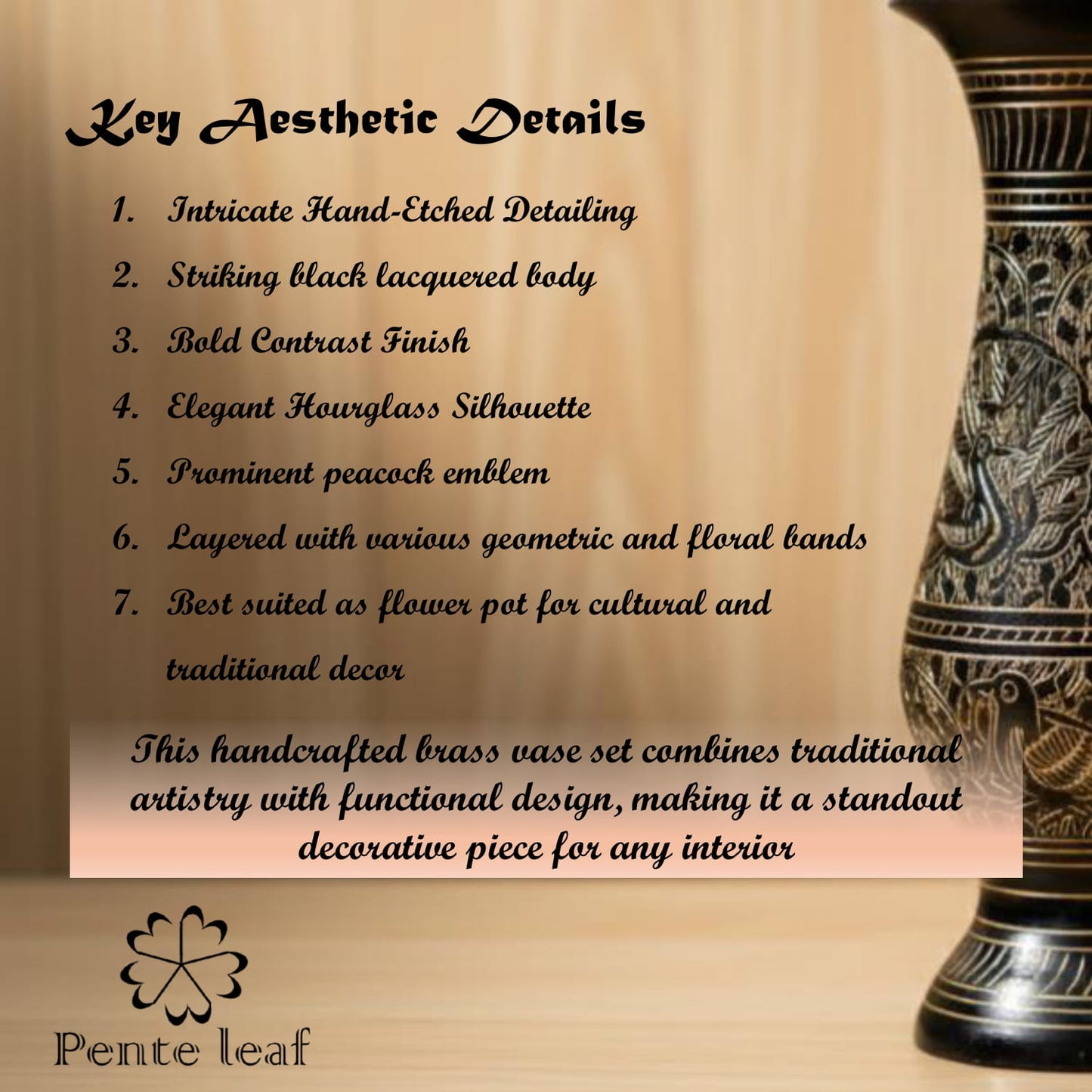 The Midnight : Hand Engraved Brass Vase Duo | Brass Handicraft