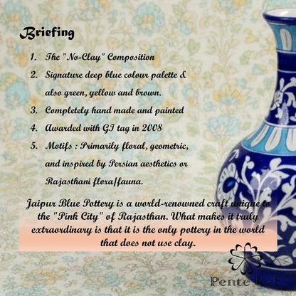 The Royal Indigo : Jaipur Blue Pottery Surahi | GI Tag Handicrafts