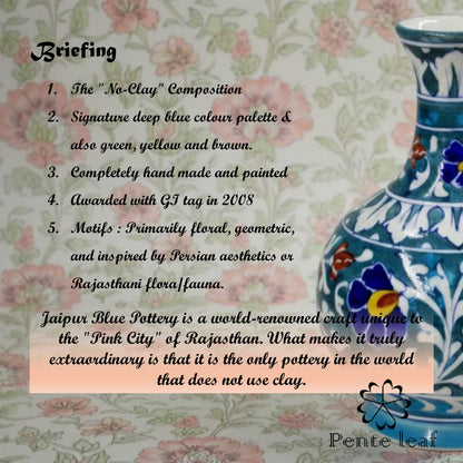 The Neel Kamal : Jaipur Blue Pottery Surahi | GI Tag Handicrafts