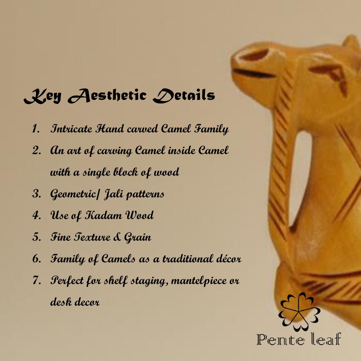 The Desert Caravan : Hand-carved Wooden Camel Family | Wooden Handicraft