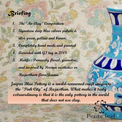 The Azure : Jaipur Blue Pottery Surahi | GI Tag Handicrafts