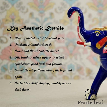 The Rajwada Blue : Metal Elephant Pair | Metal Handicraft