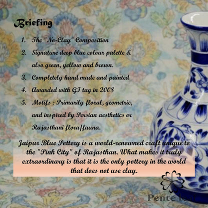 The Sapphire : Jaipur Blue Pottery Surahi | GI Tag Handicrafts