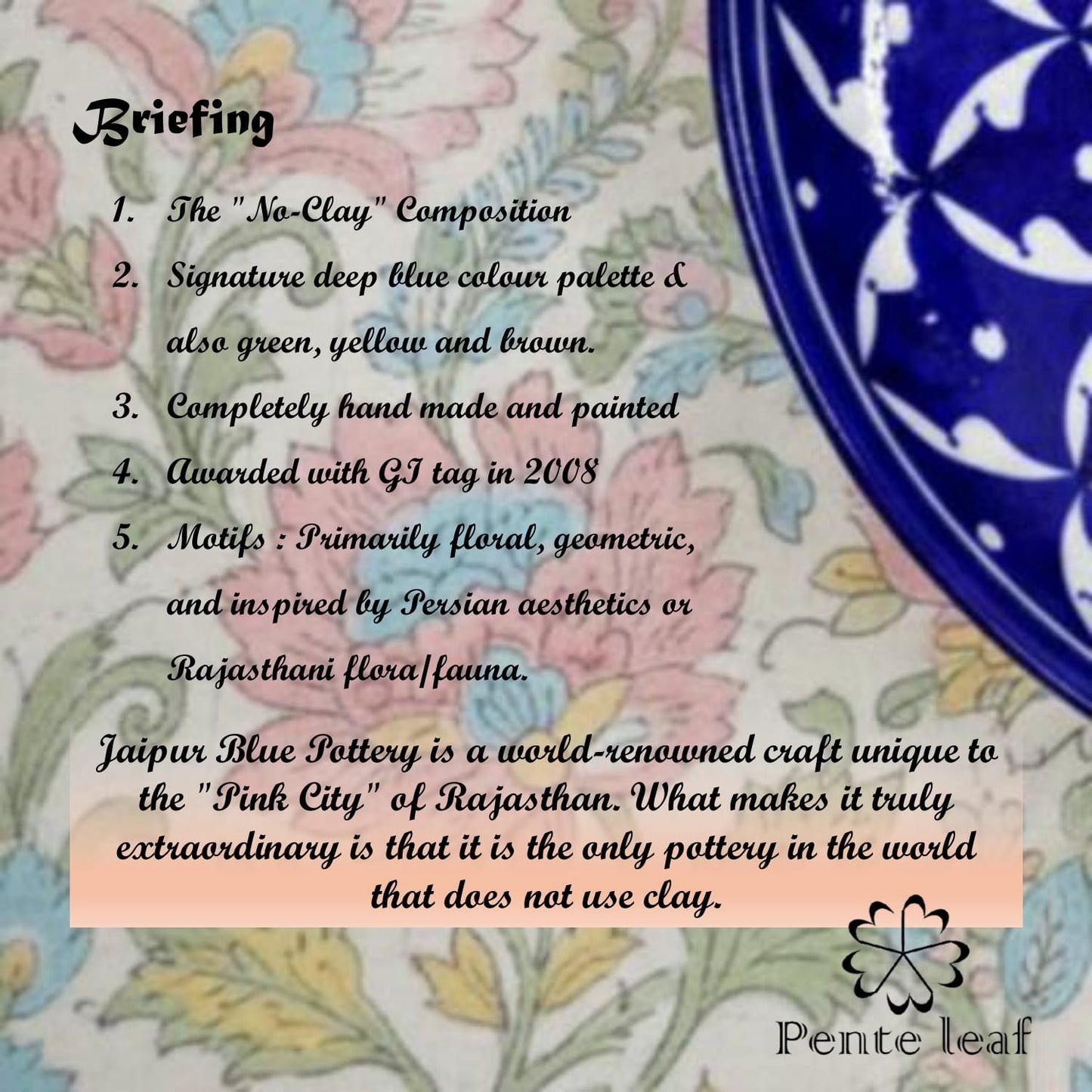The Mandala & Alpana : Jaipur Blue Pottery Plate Combo | GI Tag Handicrafts