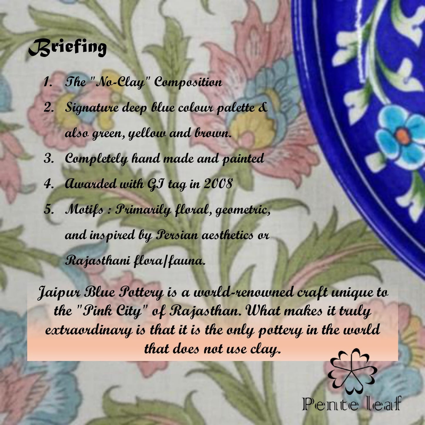 The Phulwari & Kanwal : Jaipur Blue Pottery Plate Combo | GI Tag Handicrafts