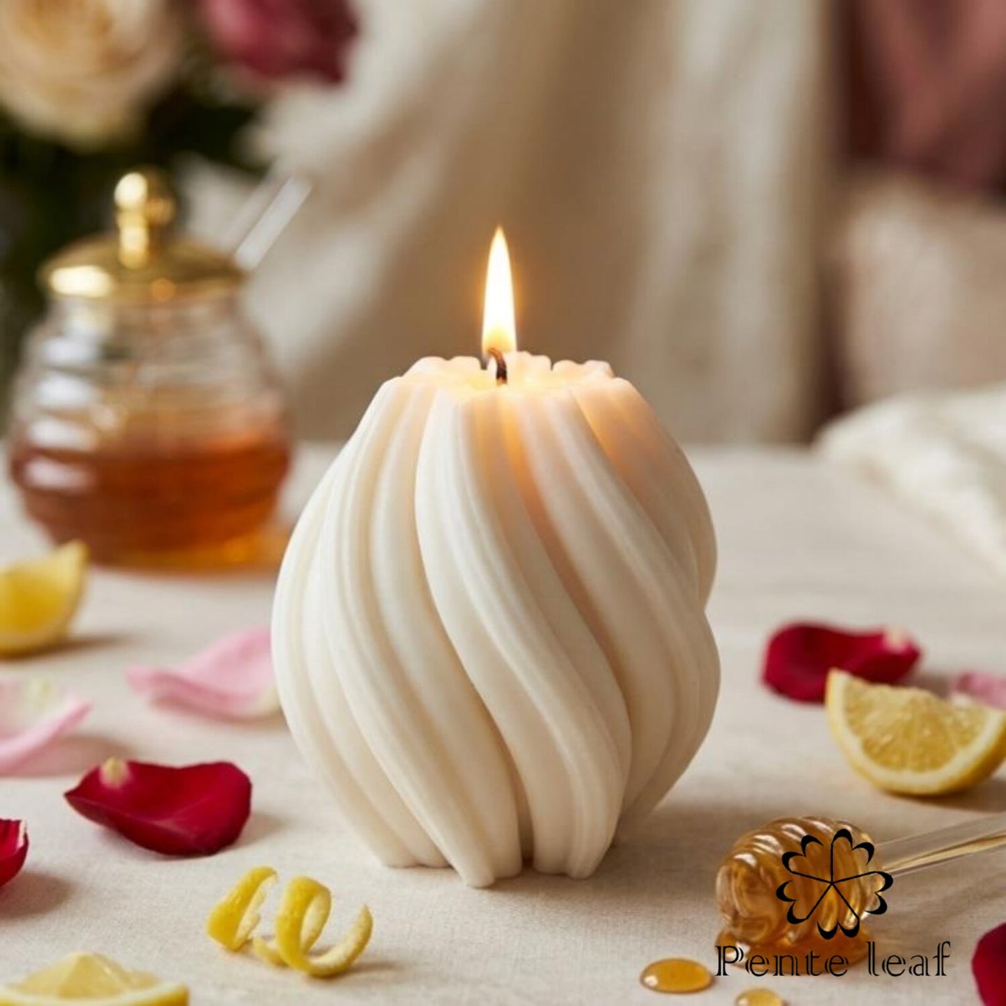 Rose Lemon Honey Twisted Candle | Premium Handmade Candles