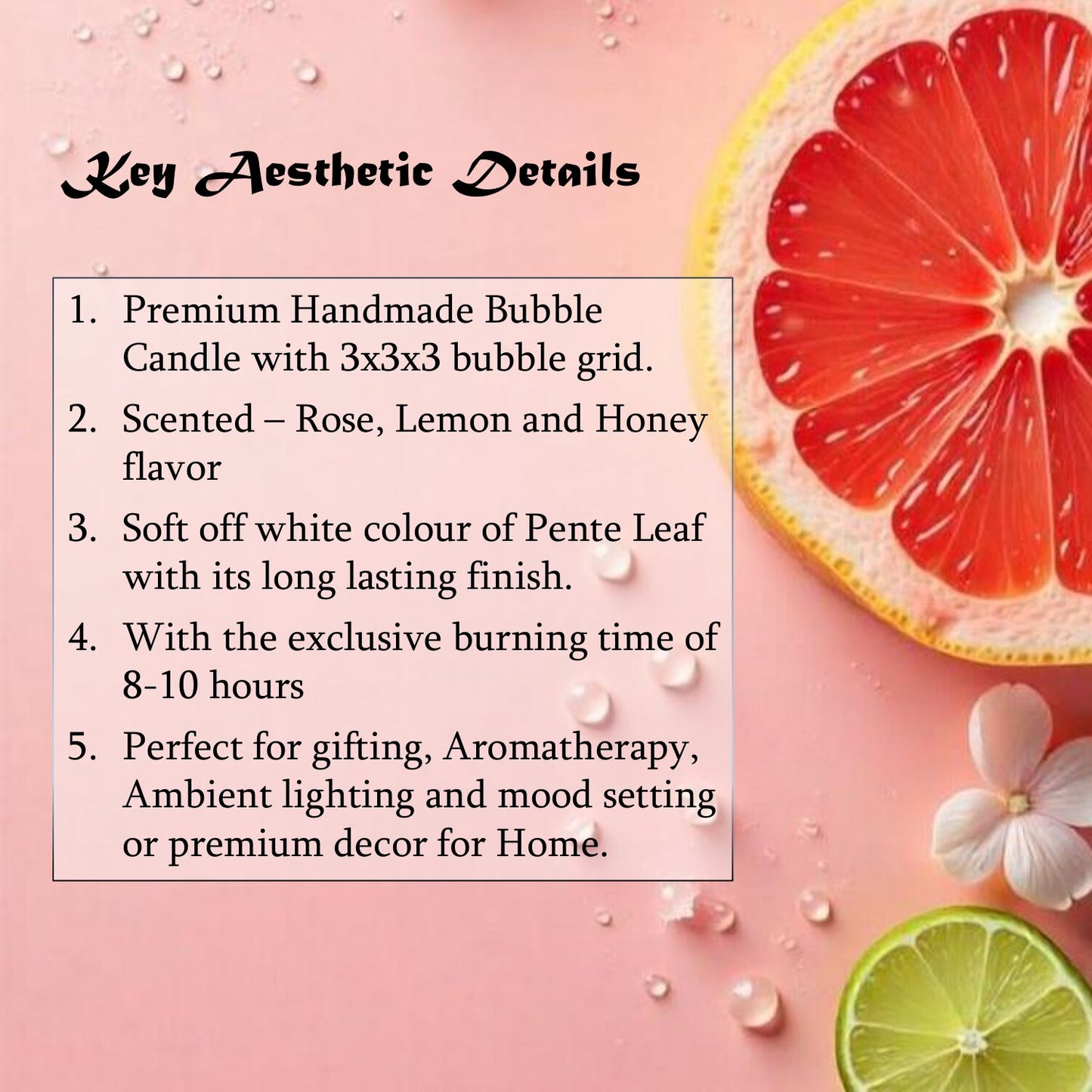 Rose Lemon Honey Bubble Candle | Premium Handmade Candles