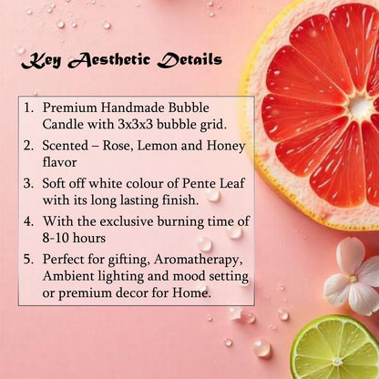 Rose Lemon Honey Bubble Candle | Premium Handmade Candles