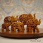 The Vatsalya Quintet : Hand-carved Wooden Elephant Family (trunk up) | Wooden Handicraft